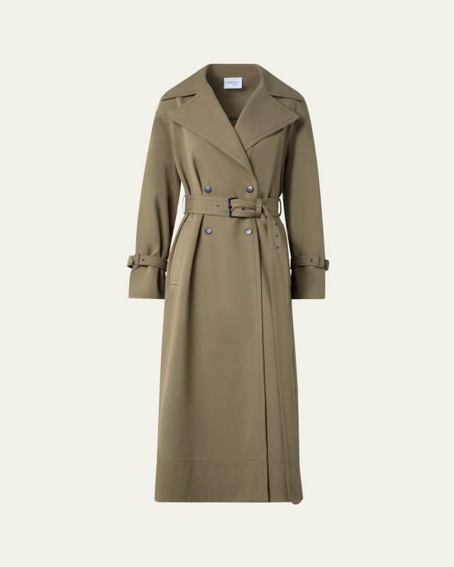 Double-Breasted Water Resistant Belted Cotton Trench Coat